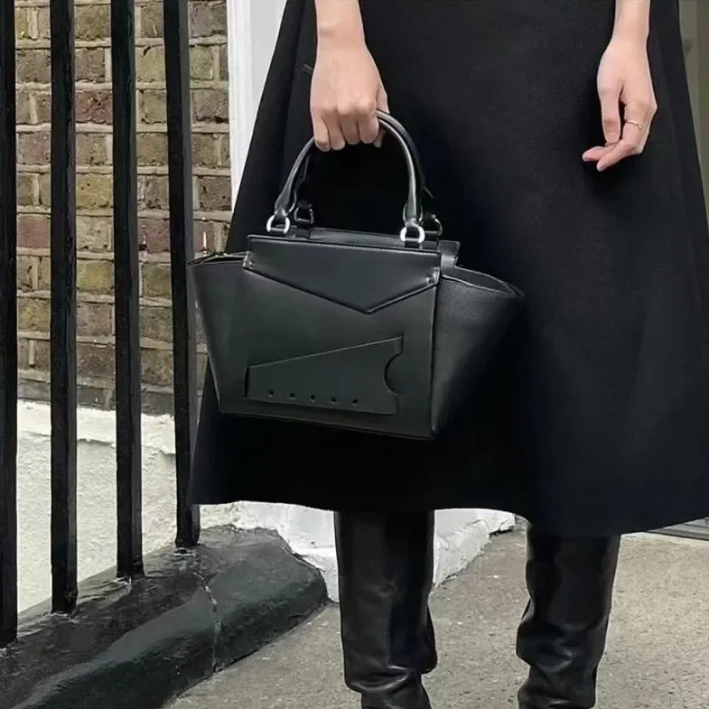Irregular Cowhide Texture Shoulder Bag for Women
