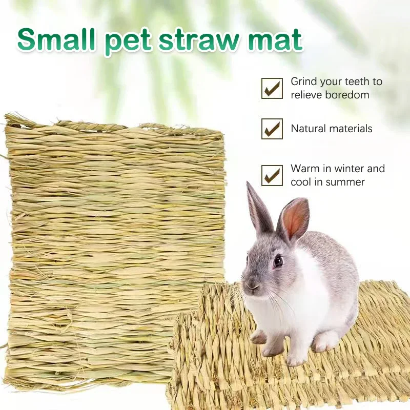 

Rabbit Grass Chew Mat Small Animals Hamster Guinea Pig Cage Edible Rabbit Mats for Cages Bird Nests Bunny House Pad for Rabbits