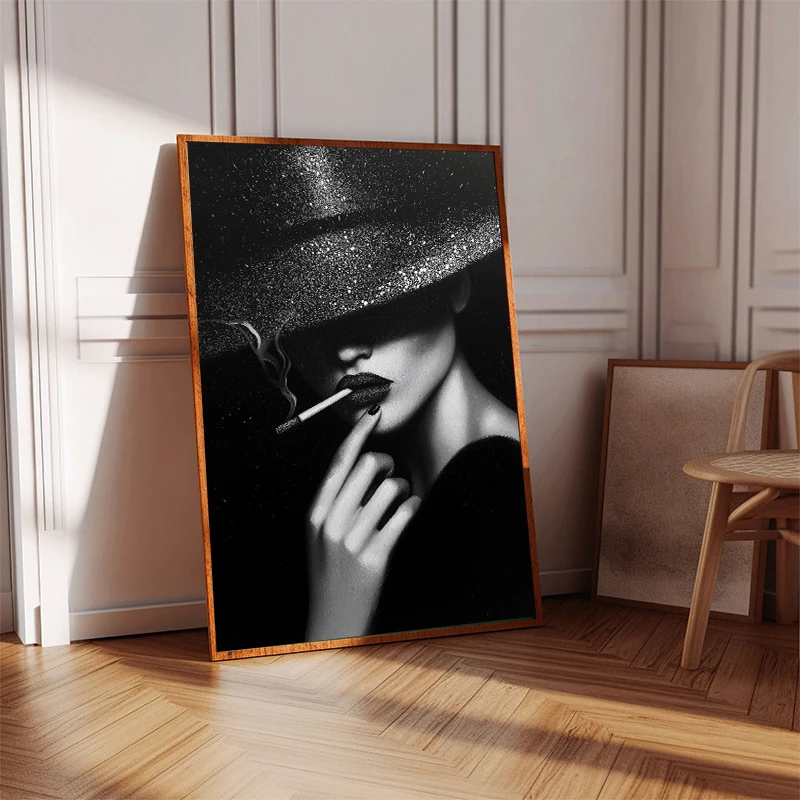 Paris Fashion Wall Art Eiffel Tower Poster Black White Chic Canvas Painting Print Fashion Picture for Living Room Home Decor