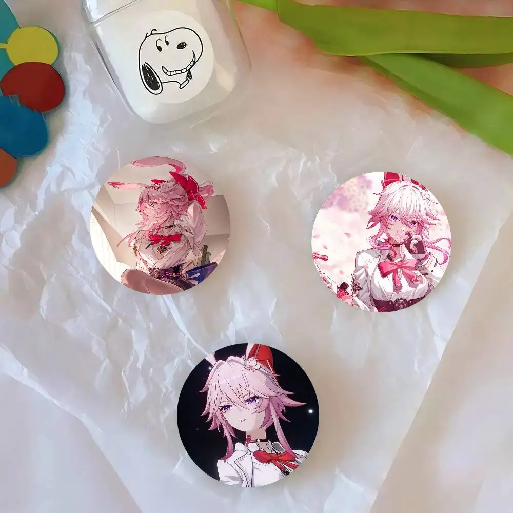 Evanescia Honkai S-Star Rail Anime Round Badge Lapel Pins For Backpacks Briefcase Laser Brooch Clothes Gifts