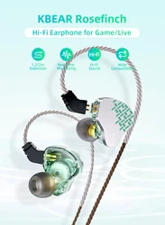 KBEAR Rosefinch HiFi In-ear Headphone OFC Detachable Audio Cable Wired Earphone Monitor Dynamic Music Headset Lark Earbuds IEMs