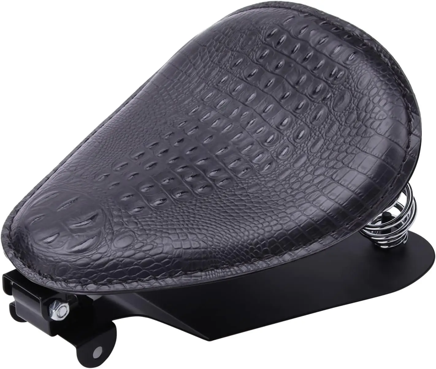 Motorcycle Seat Cushion Driver Solo Seats with Spring Bracket PU Leather Compatible with Harley Honda Yamaha Kawasaki Sportster