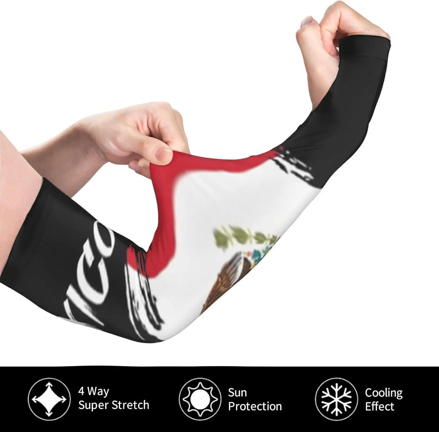 Cute Mexico Flag Arm Sleeves Women Men Mexican Sun Protection Cooling Sun Sleeves Basketball Arm Sleeves