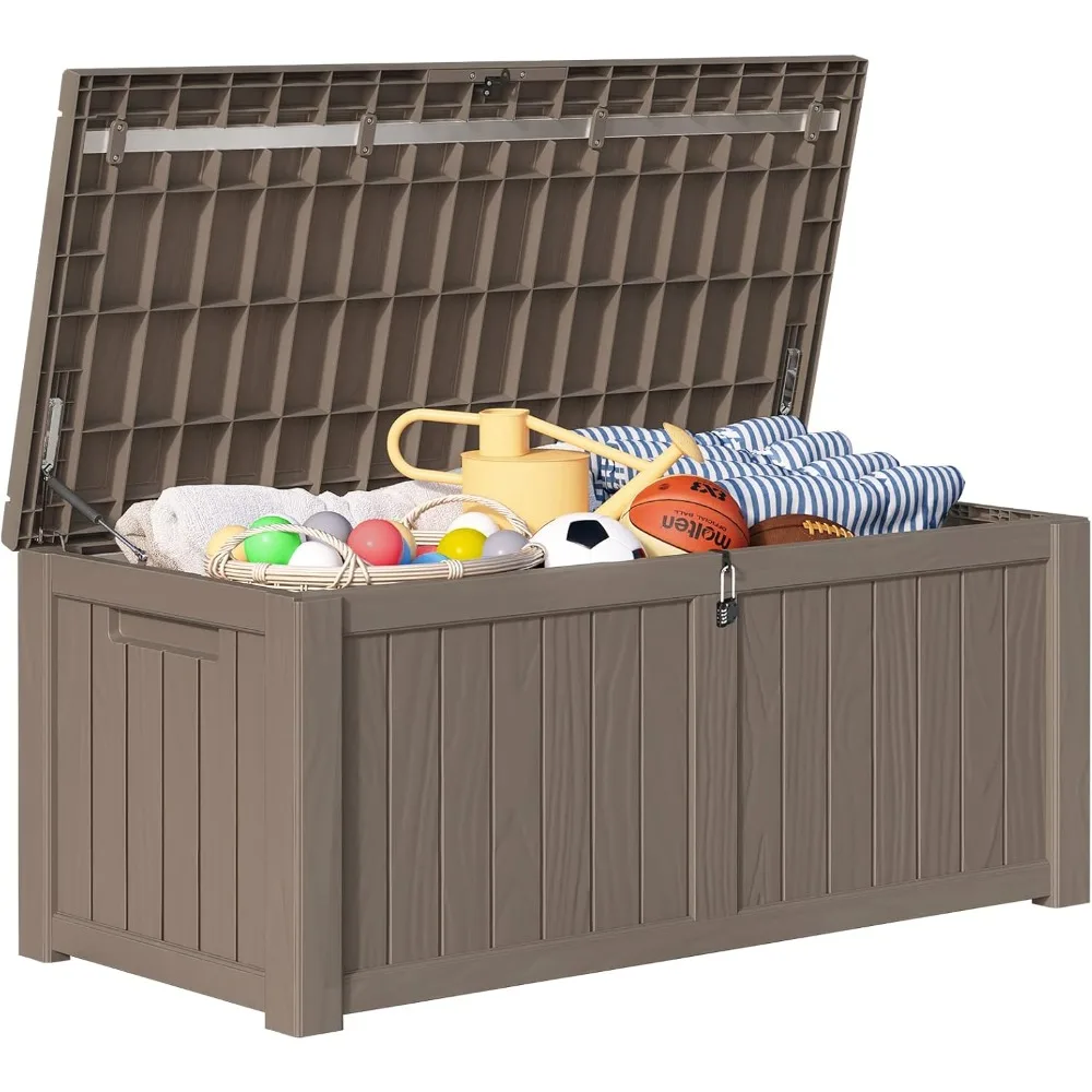 Outdoor Deck Storage Box for Outdoor Pillows, Pool Toys, Garden Tools, Furniture and Sports Equipment, 120 Gallon