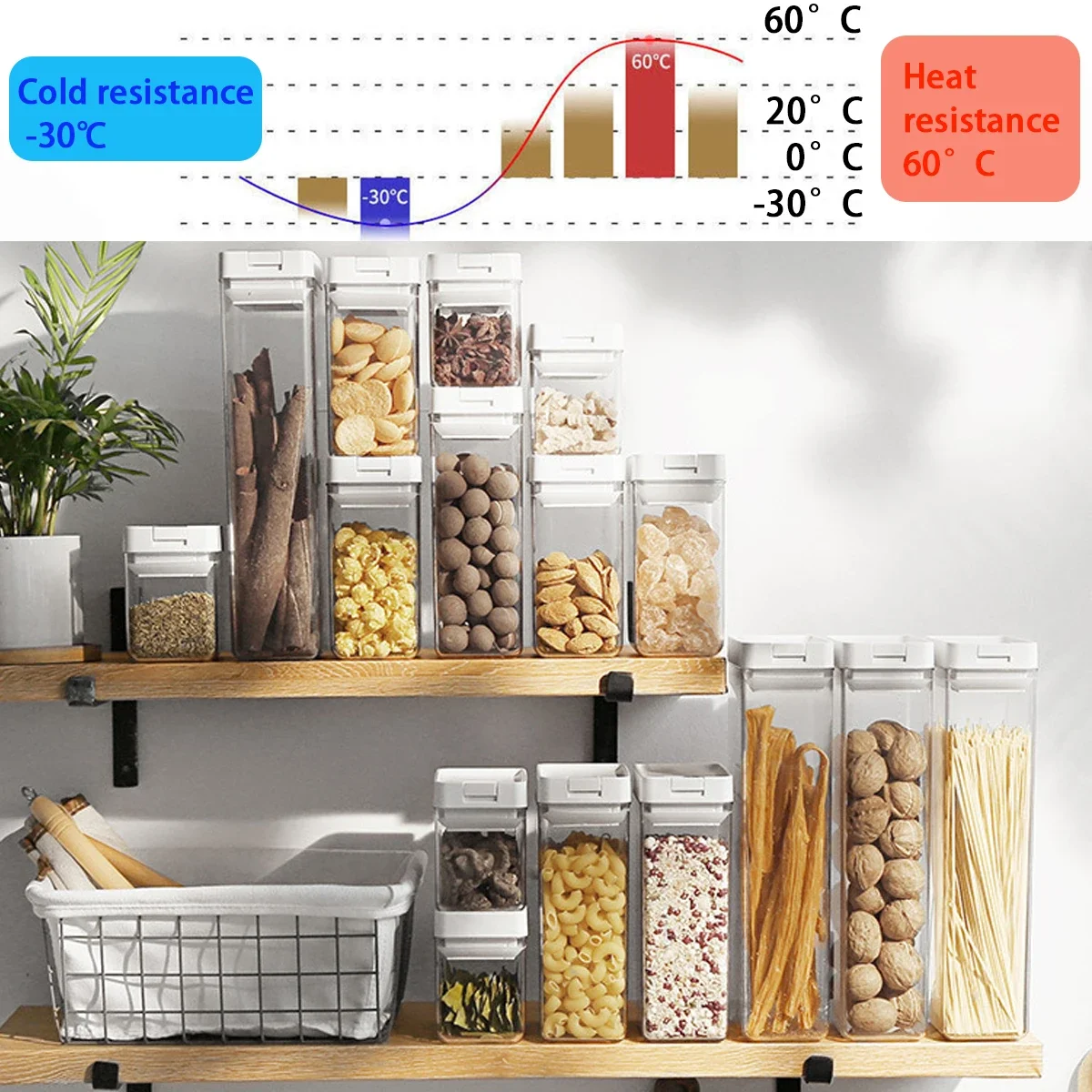 Pasta Storage Box Transparent Plastic Grain Seal Tank Spaghetti Storage Container Moisture-Proof Snack Jar Kitchen Food Tank