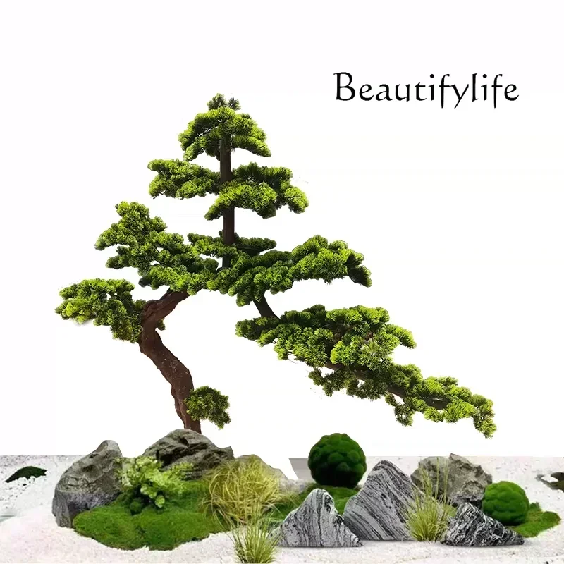 Simulated welcome pine landscaping Large green plant pine hotel staircase decoration False tree landscape ornament