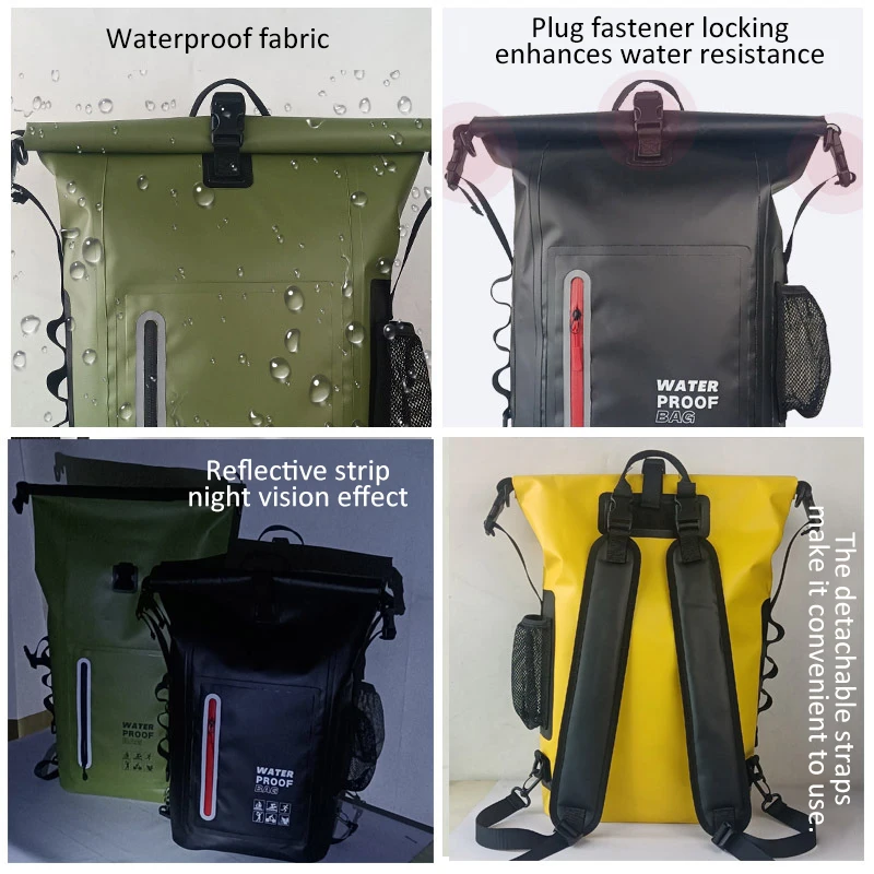 500D PVC Waterproof Dry Bag Drift Swimming Backpack Waterproof Shoulder Kayak Trekking Drifting Rafting Surfing Boating Bag