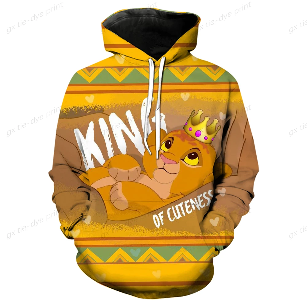 The Lion King Print Hoodies Women Vintage Autumn Loose Hooded Shirt Grunge Street Sweatshirt Y2k Clothes Oversize Pullovers