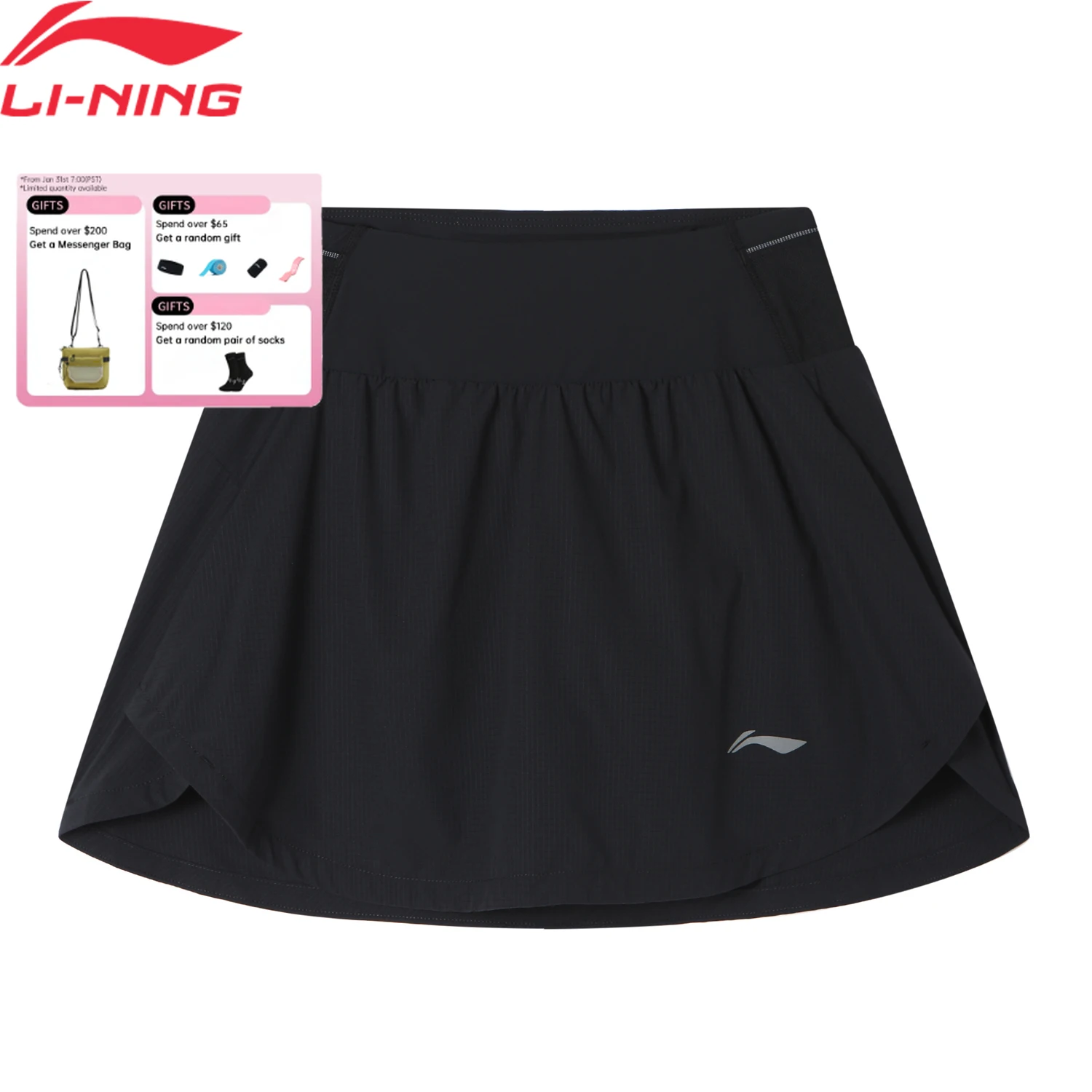 

Li-Ning Women's Running Short Skirts AT DRY Regular Fit Comfortable Breathable Solid Color LiNing Sports short skirts ASKV022