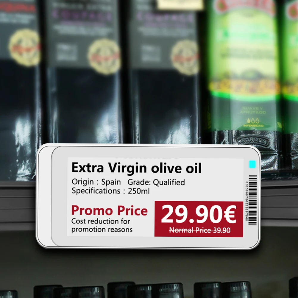 Cartão de etiqueta de preço eletrônico de 2,1 polegadas e 2,9 polegadas versão BT com software operacional de aplicativo Tela TFT E-ink E-Paper Display Eink Epaper