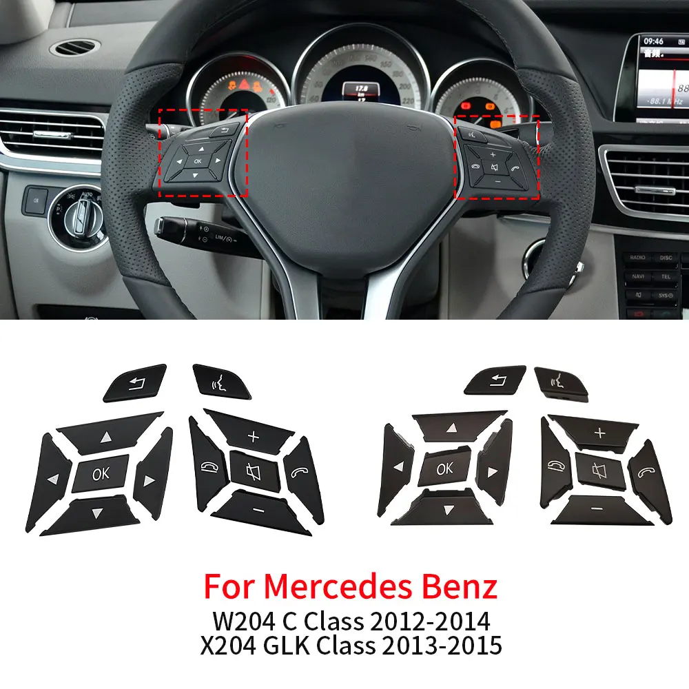 

For Benz W204 X204 W218 Car Steering Wheel Multifunction Control Buttons Cover For Mercedes C GLK Class C180 C200 GLK260 GLK300