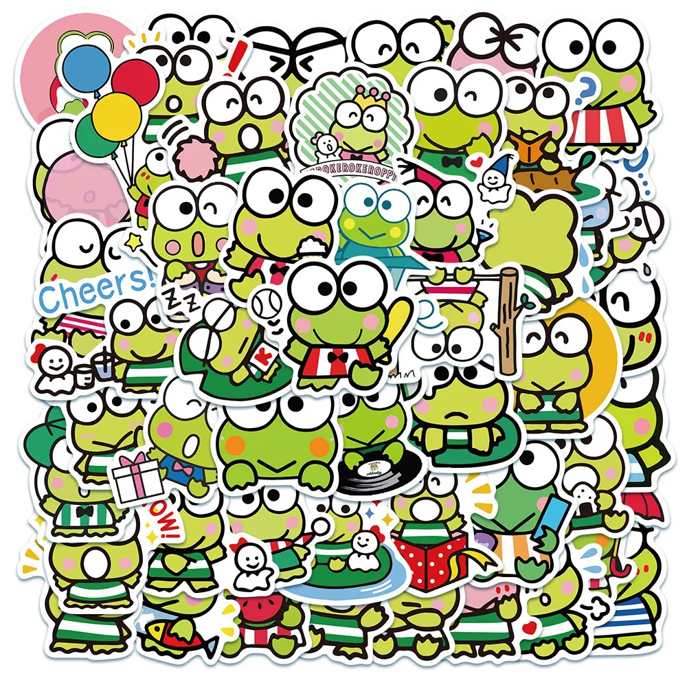 10/30/50pcs KEROKERO KEROPPI Sanrio Stickers Cute Big Eye Frog Cartoon Sticker for Kids Toy Phone Water Bottle Skateboard Decals