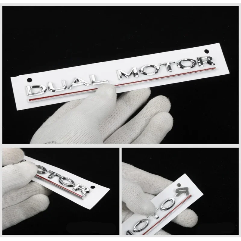 شعار حروف سفلية بمحرك مزدوج لسيارة TESLA موديل 3 Y S X ملصق شارة صندوق السيارة ملحقات كروم سوداء #3