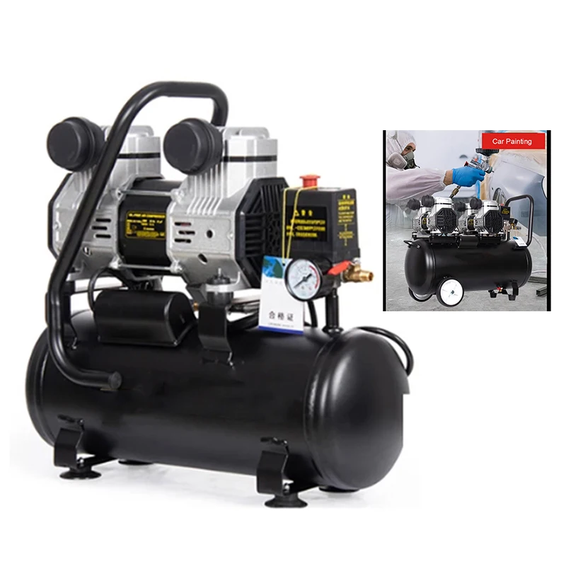 

220V Silent Oil-Free Air Compressor Automatic Start Stop Portable DualCylinder Air Pump Car Tire Inflator