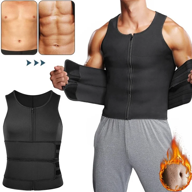 

Sauna Sweat Body Shaper Men Waist Trainer Corset Abdominal Binder Belt Slimming Belly Neoprene Vest Tank Top Fat Burner Fitness