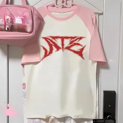 Ate Chk Chk Boom tshirt female korean clothes Colorful Pastel graphic Digital women top tees 2000s harajuku Retro graphic