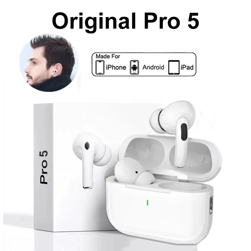 لسماعات AirPods Pro5 pro 5C الأصلية سماعة رأس لاسلكية تعمل بالبلوتوث سماعة أذن e داخل الأذن Tws سماعات ألعاب رياضية هواتف ذكية