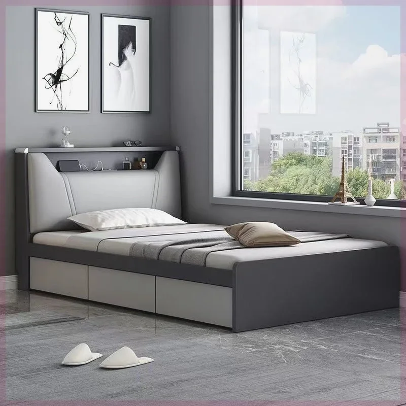 Modern Aesthetic Bed Night Lamp Electronic Children Single Bed Lounge Tatami Somieres Y Marcos De Cama Bedroom Furniture