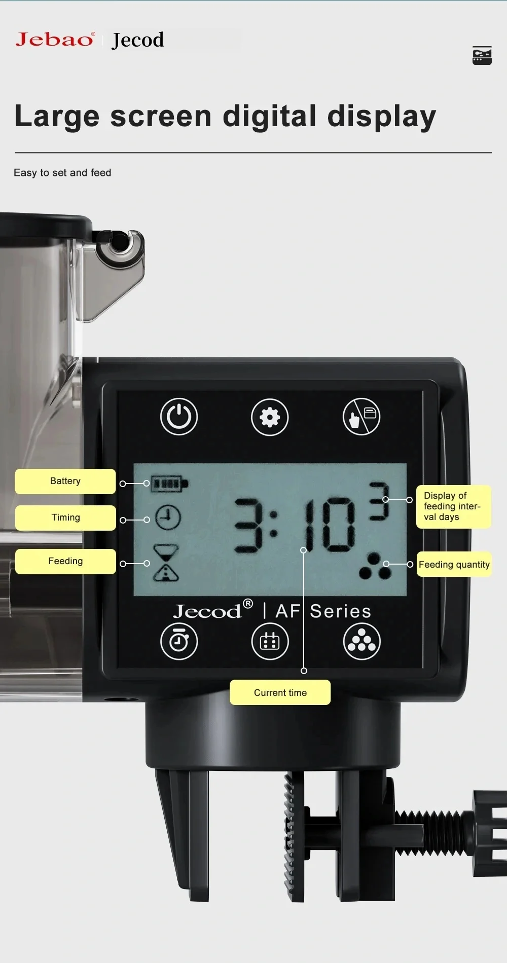 Jebao Jecod Automatischer Digitaler Timer Fischfütterer Intelligentes Aquarium Fischfütterungszubehör – Detail 12