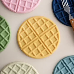 Simple Round Silicone Coasters Heat Insulation Waterproof Super Thick Waffle Mats Home and Decoration Kitchen Utensils