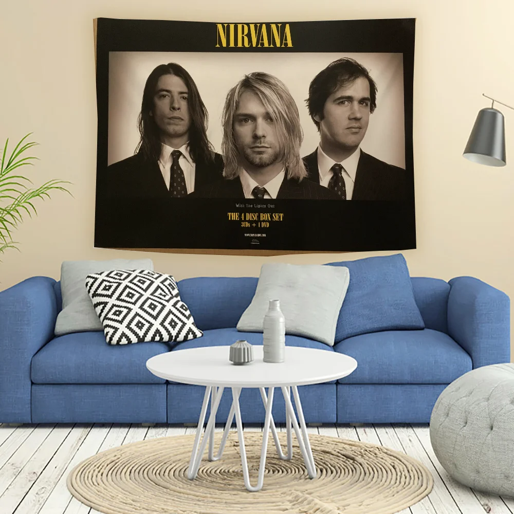 Band Hot Nirvana Wall Tapestry on the Wall Home Living Room Decoration Home Mf Doom Stuff for Room Decor Items Aesthetic Hippie