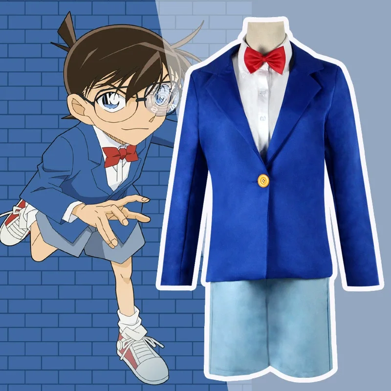 

Anime Detective Conan Edogawa Cosplay Uniform Men Child Halloween Costume Konan Uniform Set Cloth Student Performance Costumes