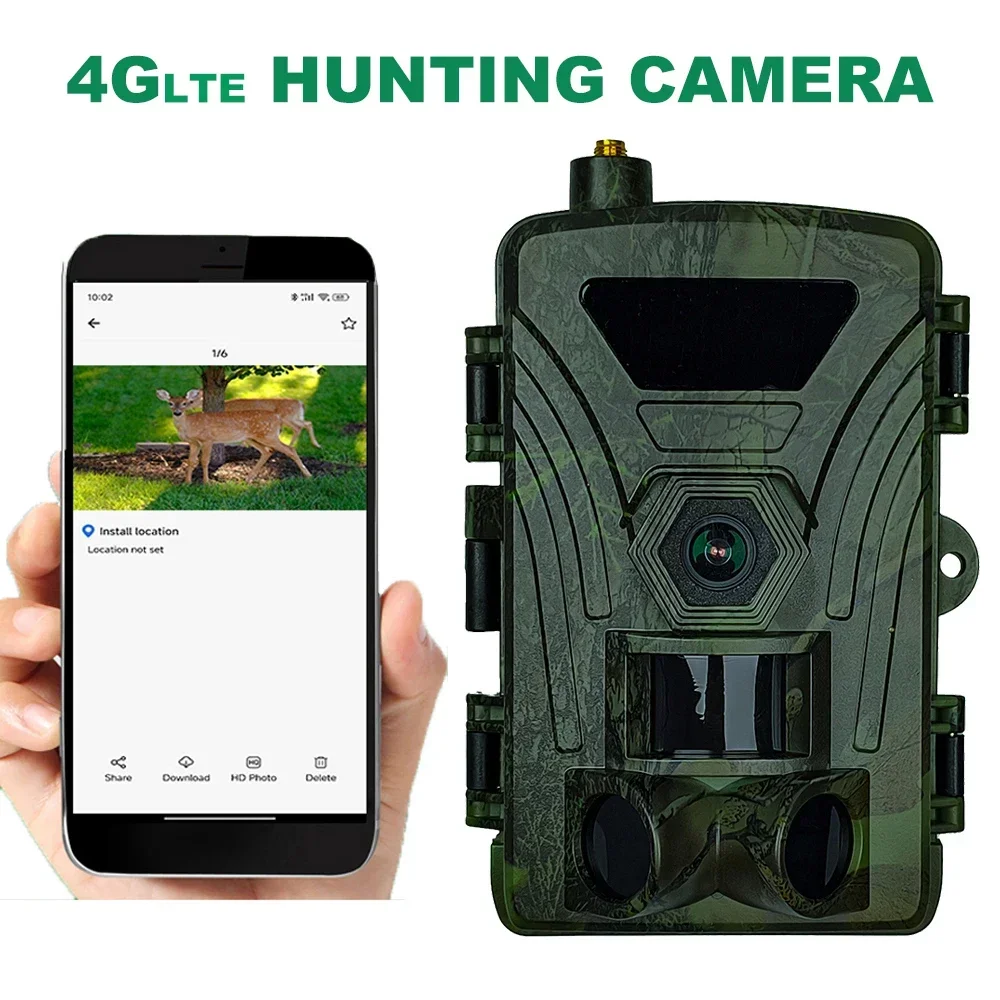 4G LTE Hunting Trail Camera 4K 60MP APP Control Wildlife Vedio Photo Record Night Vision With SIM Card Cellular Mobile Device