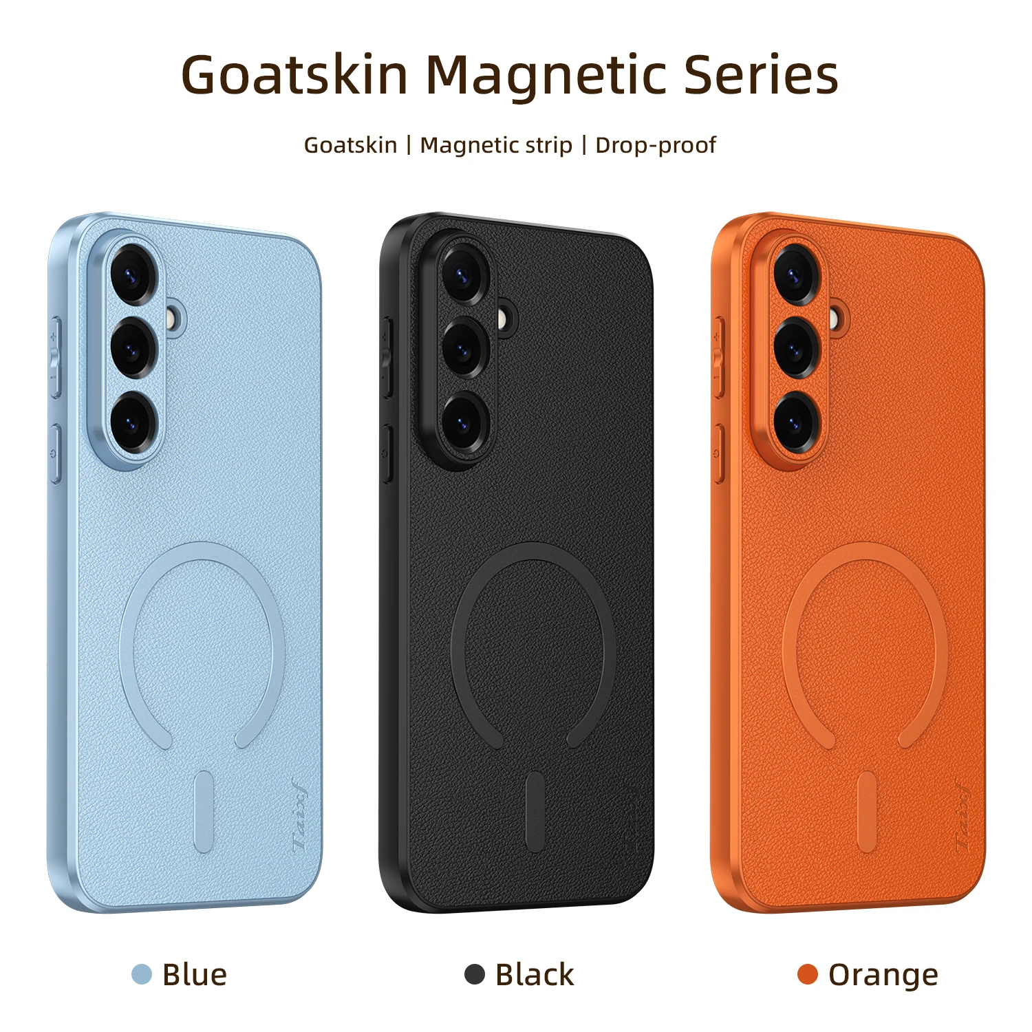 For Samsung Galaxy S26 Plus FE S25 Ultra Magnetic Wireless Charging PU Leather Phone Case Lens Protection Silicone Cover Cases