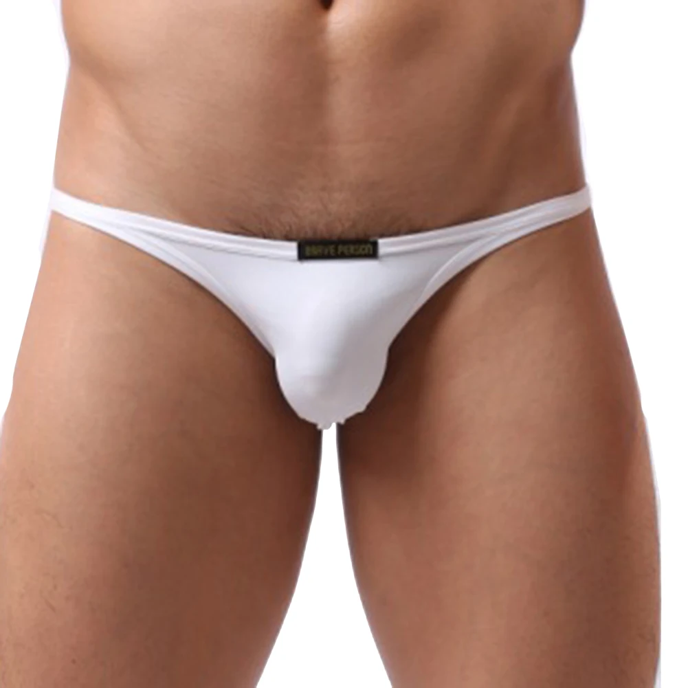 

Thin Ice Silk Men's Briefs with Low Waist and Supportive Pouch Breathable Solid Underpants for Comfortable Daily Wear