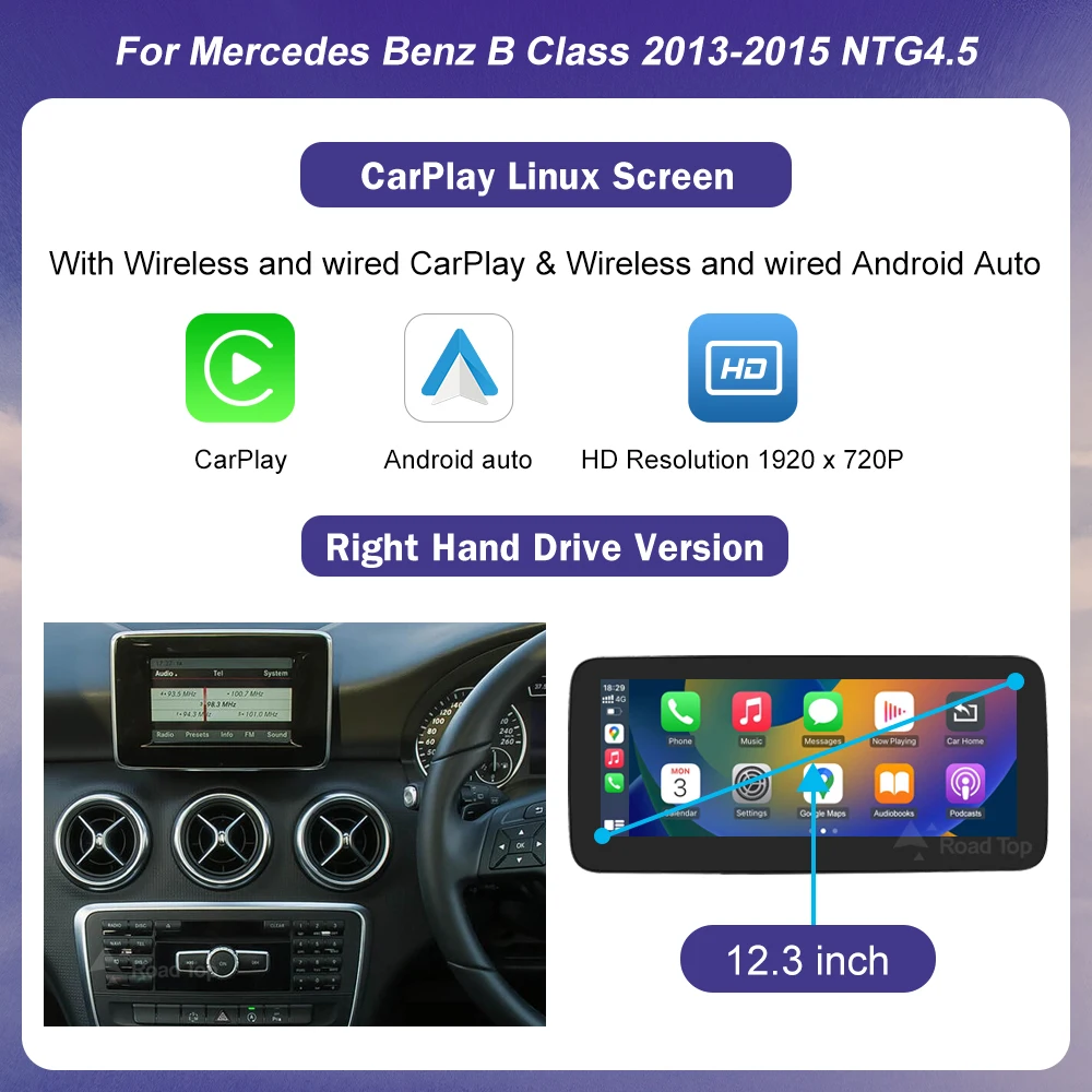 Draadloze Carplay Linux Touchscreen voor Mercedes Benz A B Klasse CLA GLA W176 W246 2013-2015 NTG4.5 Android auto Radio Multimedia
