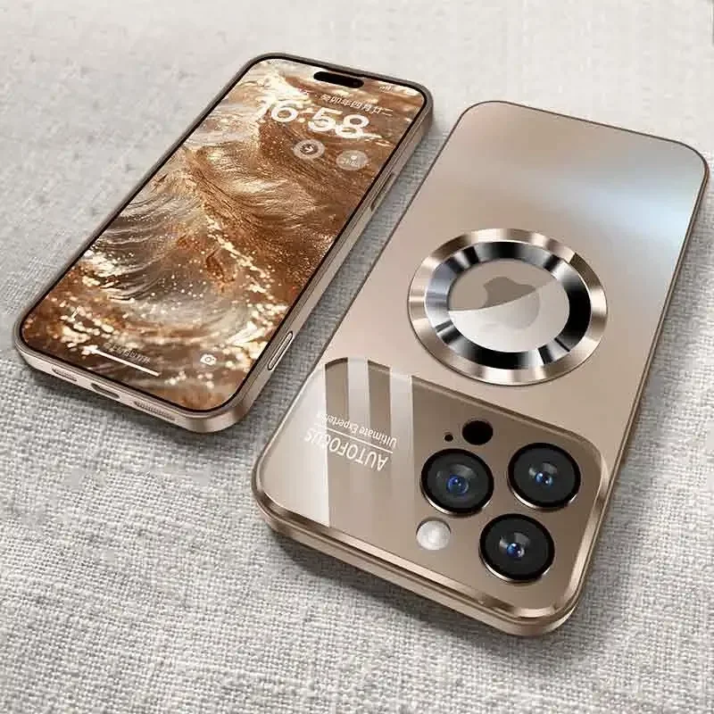 Luxuriöse Titan-Metallic-Farbige Magnetische Handyhülle für iPhone 17 16 15 14 13 11 Pro Max für Magsafe Kabelloses Laden