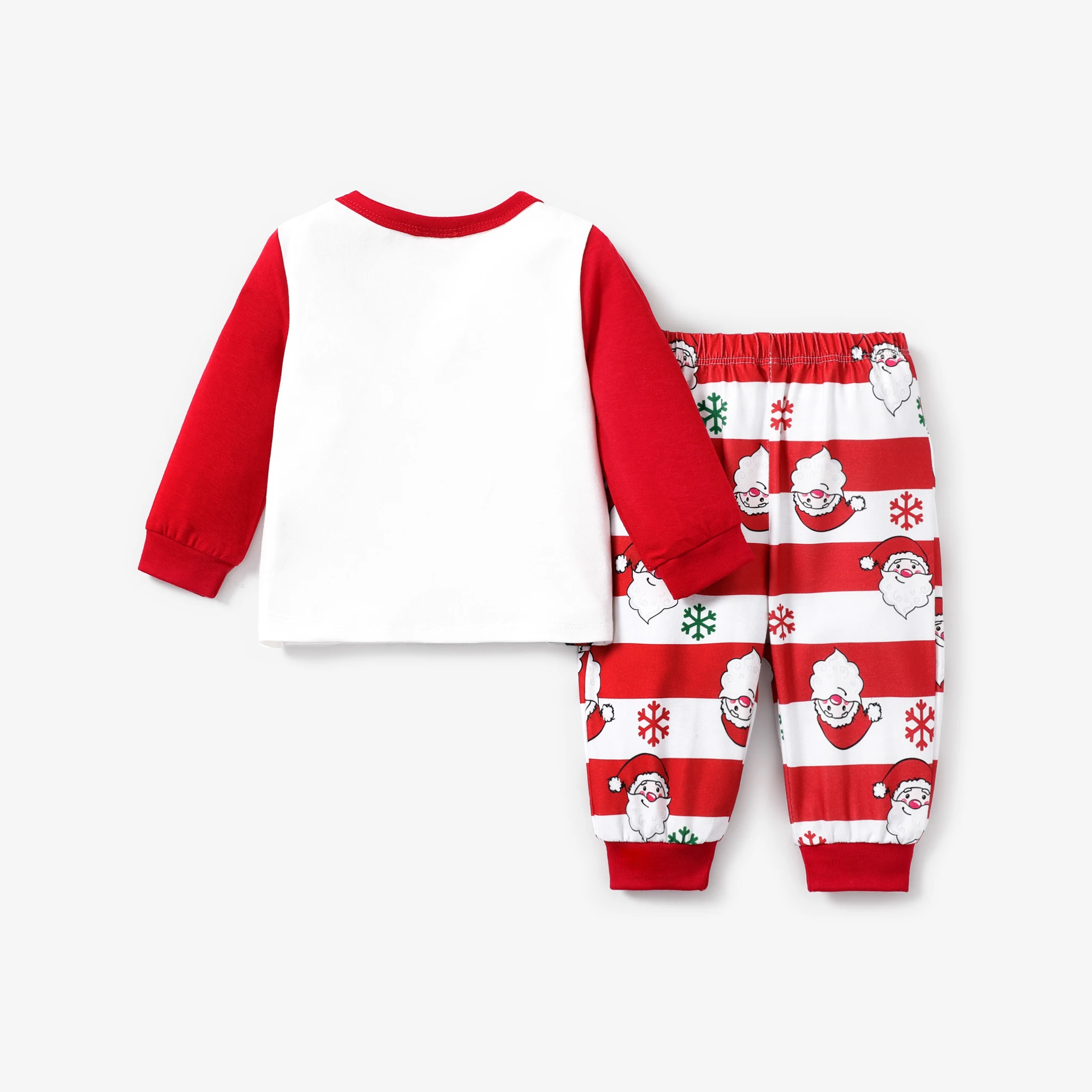 PatPat 2pcs Baby Girl/Boy Christmas Childlike Santa Claus Print Striped Pajamas