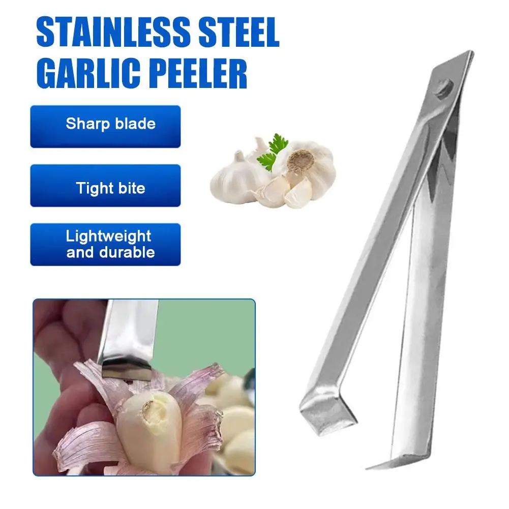 2pcs Fish Bone Tweezers Stainless Steel Flat Slant Tongs Pliers Bone Removal Tool Garlic Peeler For Cooking Garlic Vegetables