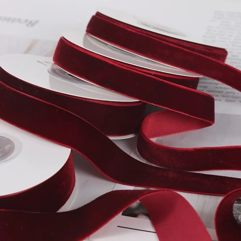 5 Yards/Lot 6mm-40mm Einseitiges Samtband für DIY-Bastelarbeiten, Geschenkverpackung, Hochzeits- und Weihnachtsdekoration, Nähzubehör – Detail 9