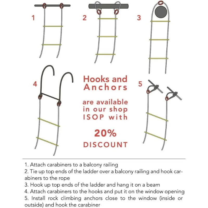 Emergency Fire Escape Ladder 3 Story Homes | Emergency Escape Rope Ladder | Fast to Deploy & Easy to Use | Compact
