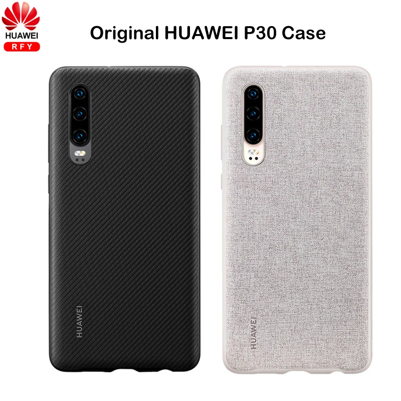 Huawei P30 Case From Huawei Official Original Leather Protecive Cover Carbon / Canvas Fiber Business Style Huawei P30 case