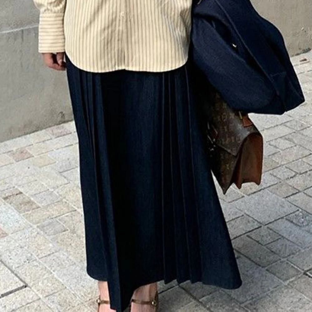 2025 new southern Italian town pendant skirt women's autumn twill pleated retro temperament long skirt