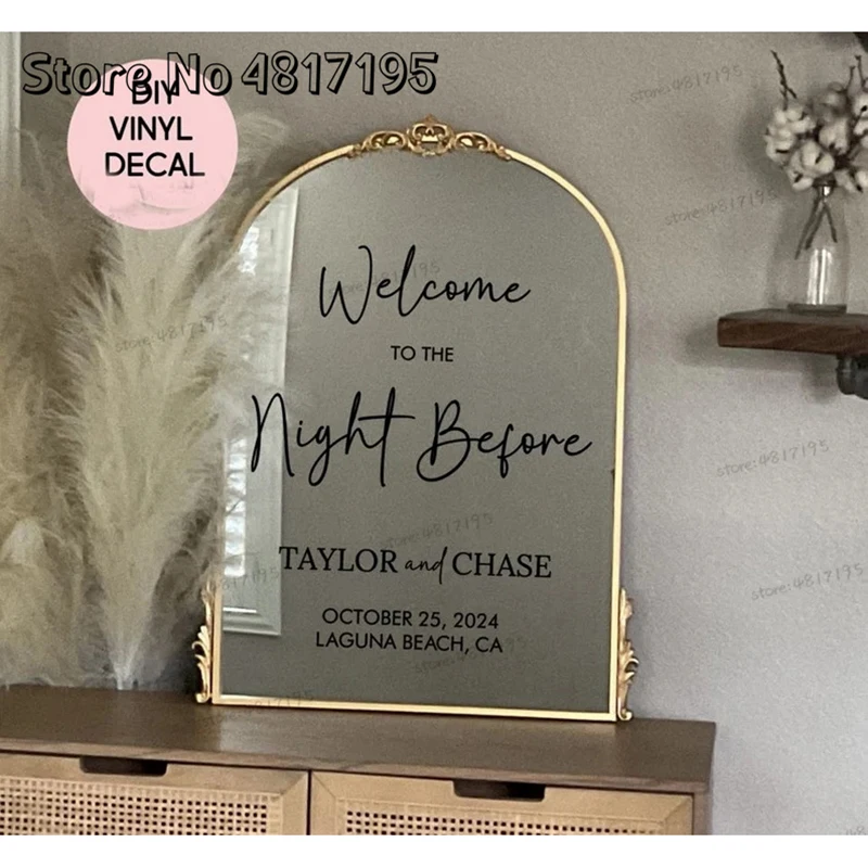 Welcome To The Night Before Mirror Sign Decal Personalized Wedding Mirror Party Stickers Welcome To Our Forever Vinyl Stickers