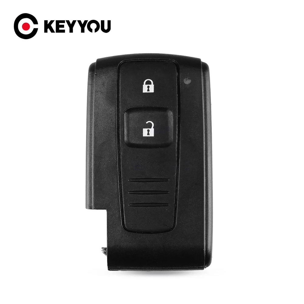 KEYYOU casing mobil Remote pengganti pintar, casing cangkang mobil Tanpa Pisau kunci 2 tombol Fob untuk Toyota Prius Fob