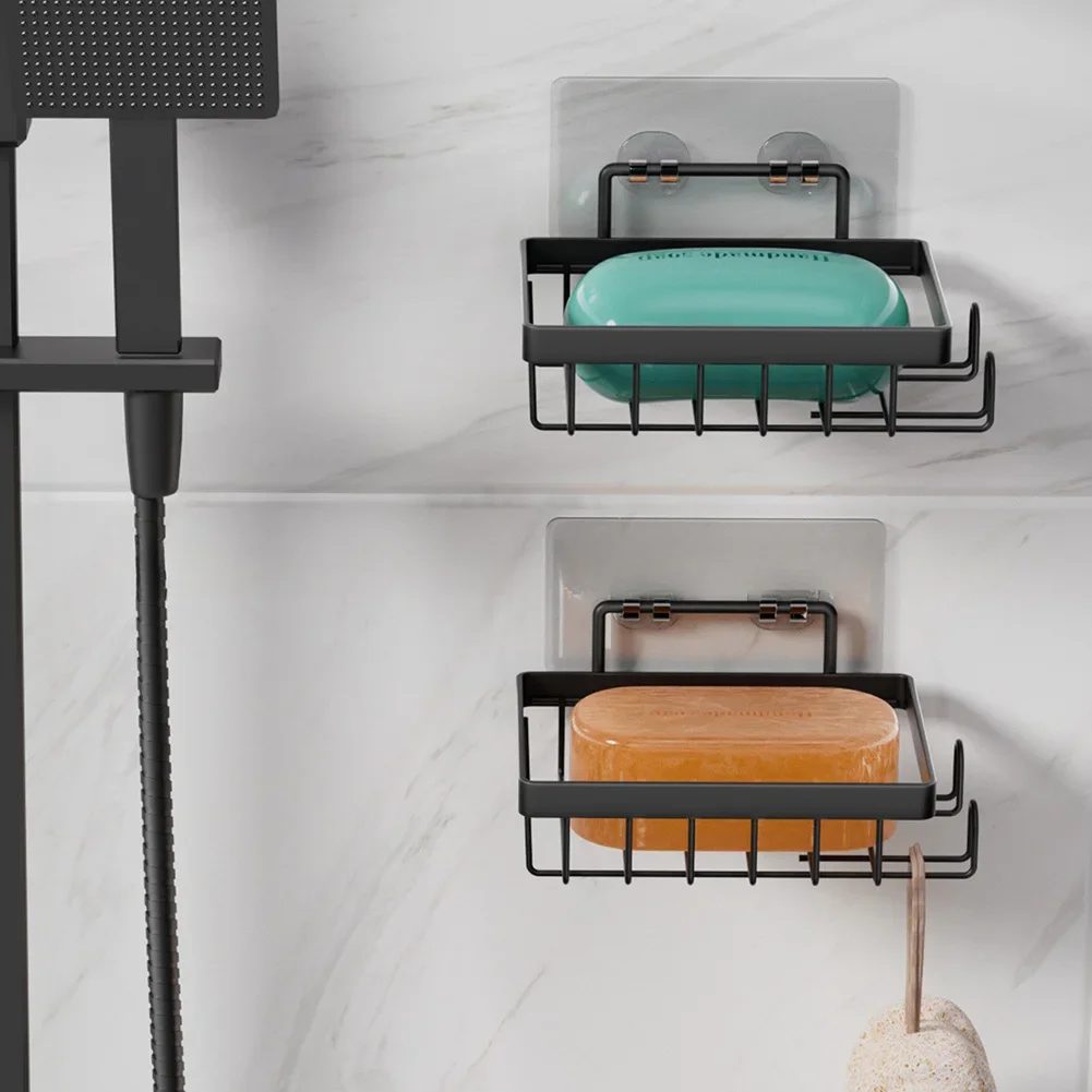 Compact Stainless Steel Sponge Holder Soap Dish Kitchen Sink Organizer With 2 Hooks For Organized Cleaning Tools
