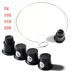 1/Set 5X 10X 15X 20X Watch Magnifier Tool Eye Loupe Loop Magnifier Magnifying Glass Jewelry Magnifying Tools for Watchmaker