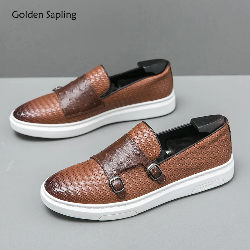 

Golden Sapling Leather Shoes Men Classics Skateboard Flats Fashion Men's Casual Shoe Leisure Business Party Loafers Office Flats