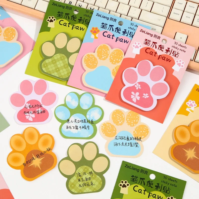 30pcs/lot Kawaii Cat Paw Memo Pad Cute N Times Stationery Label Notepad Bookmark Post School Supplies