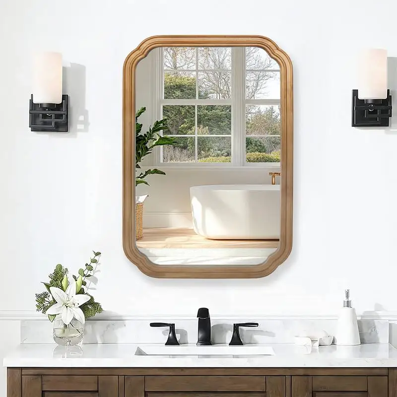 

Functional 29.72x19.69 Inch Wall-Mounted Bathroom Mirror Cabinet with Storage, Wood Frame, Adjustable Shelves, Stylish Home