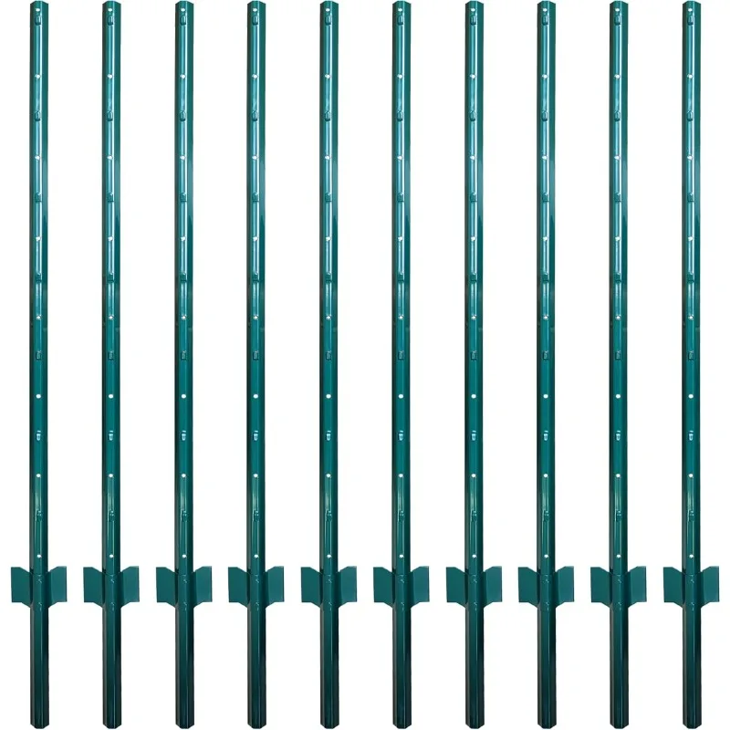 Fence Posts 4.8 Feet Sturdy Duty Metal Fence Post,  No Dig Garden U Post for Wire Fencing Steel Post for Yard,