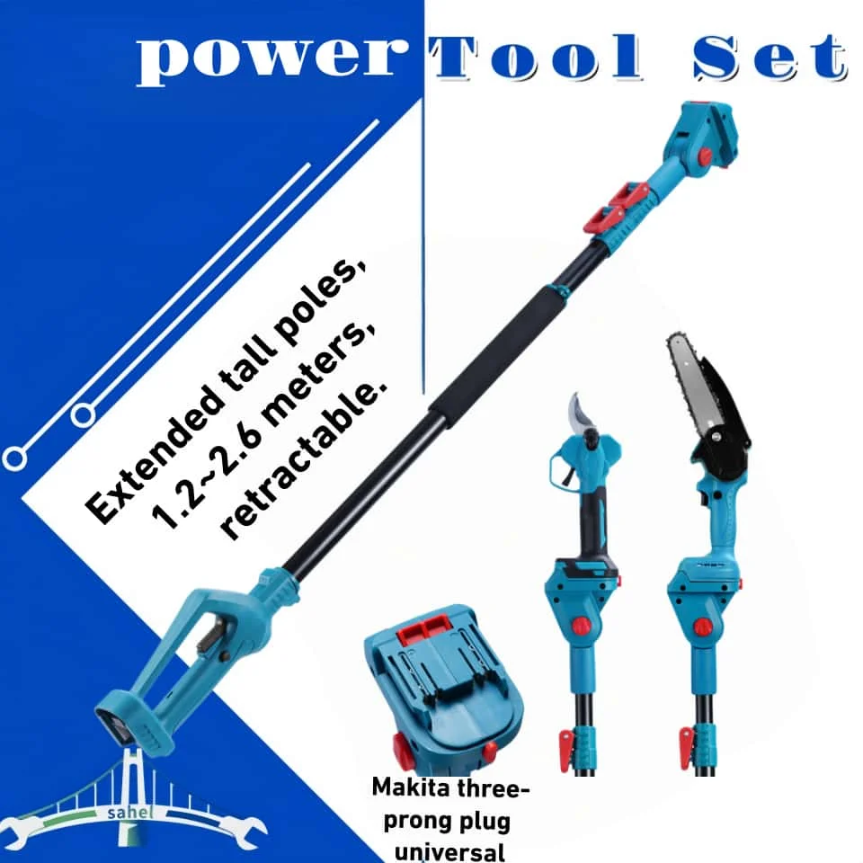 3-in-1 Cordless Electric Garden Tool Set with Telescopic Pole-Pruner & Chainsaw for High Branch Trimming