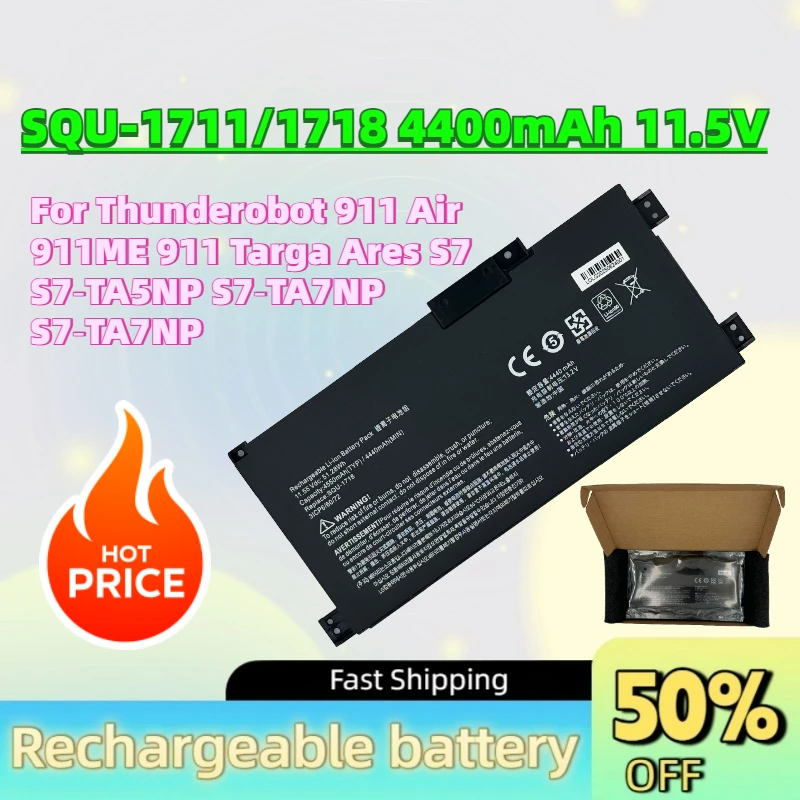 Upgrade SQU-1711/1718 4400mAh 11.55V Laptop Battery For Thunderobot 911 Air 911ME 911 Targa Ares S7 S7‑TA5NP S7‑TA7NP S7‑TA7NP