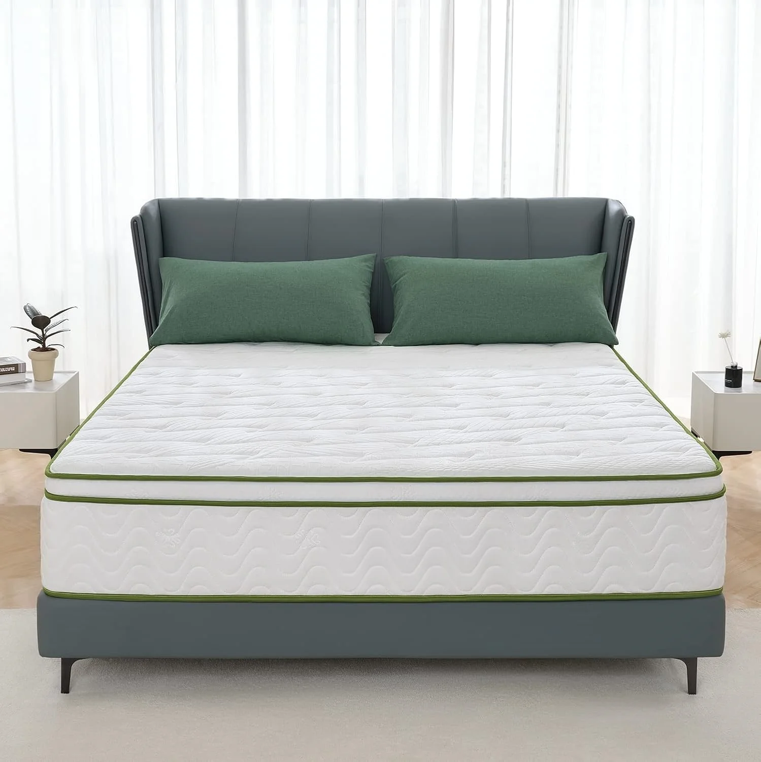 King Size Mattress, 10 Inch Hybrid Mattress with Memory Foam & Pocketed Coil for Durable Support & Motion Isolation