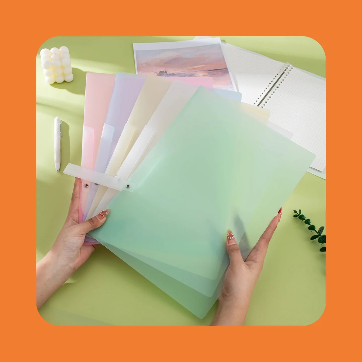 5-حزمة A4 الملونة الدورية شفافة سحب قضيب مجلدات الملفات Ins الجانب افتتاح سحب قضيب إدراج مجلدات المستندات الصفحة #5