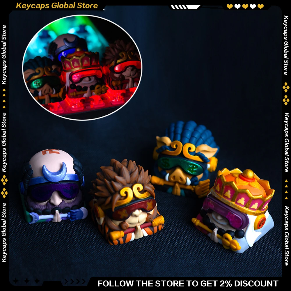 ESC Game Peripherals Keycaps Resin Material Glasses Light-transmitting Design Sun Wukong Pigsy Sandy Tang Sanzang Artisan Keycap